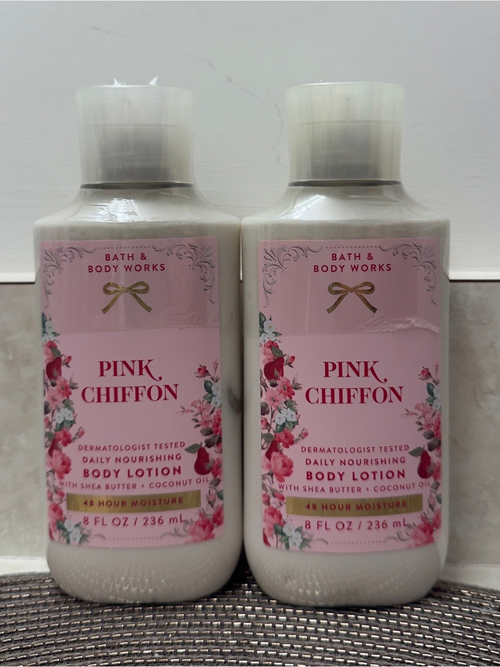 NWT Bath & Body Works Pink Chiffon Daily Nourishing Body Lotion Set